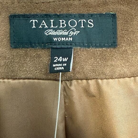 NWT TALBOTS WOMAN Brown leather top button suede coat jacket PLUS SIZE 24 - Picture 2 of 7